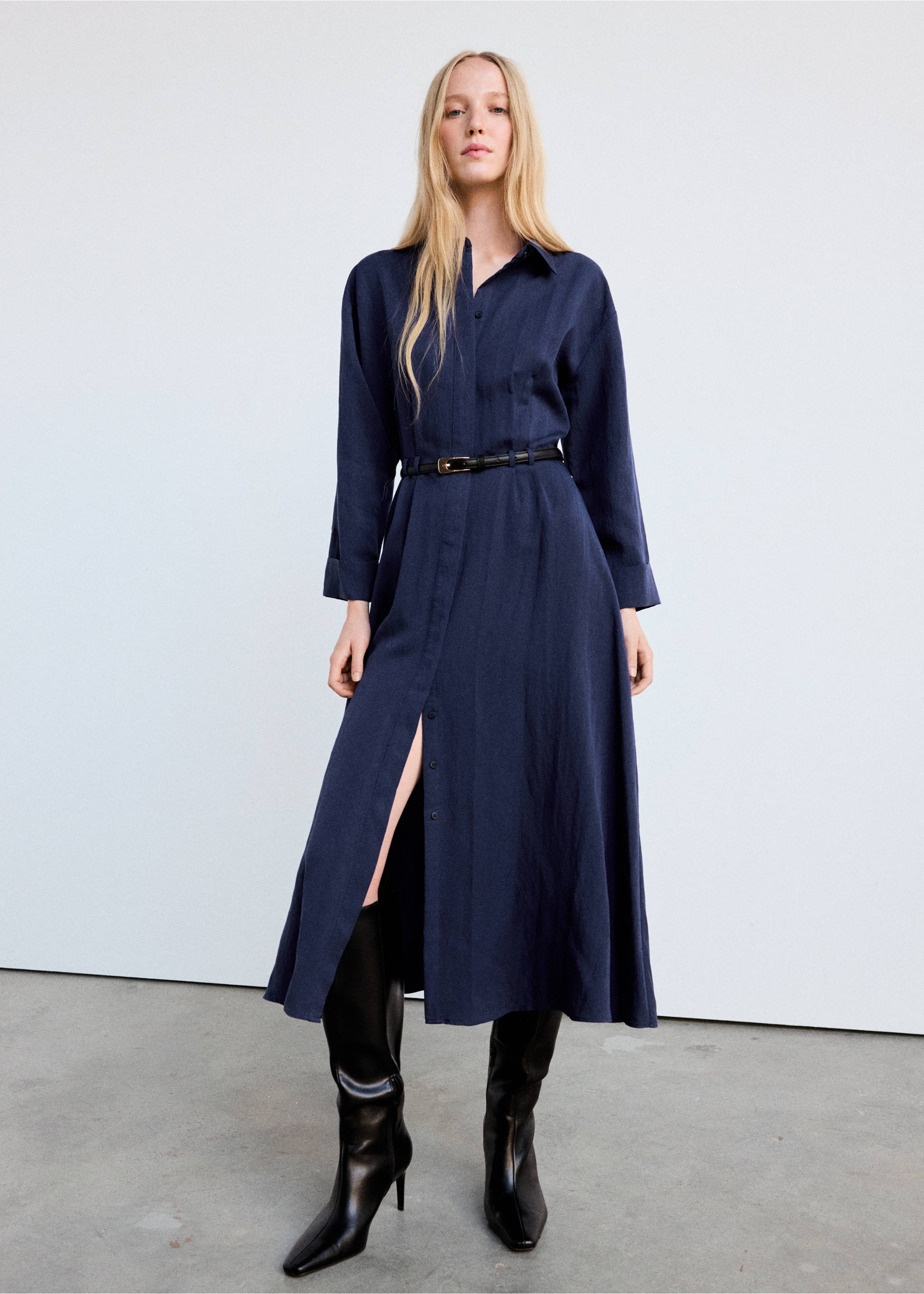 Lyocell shirt dress - General plane, Navy. Ref: 37065988-01.