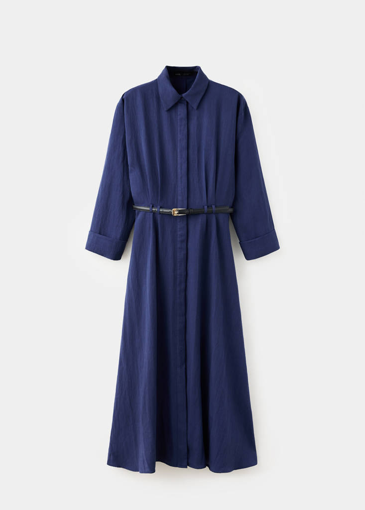 Lyocell shirt dress — Navy