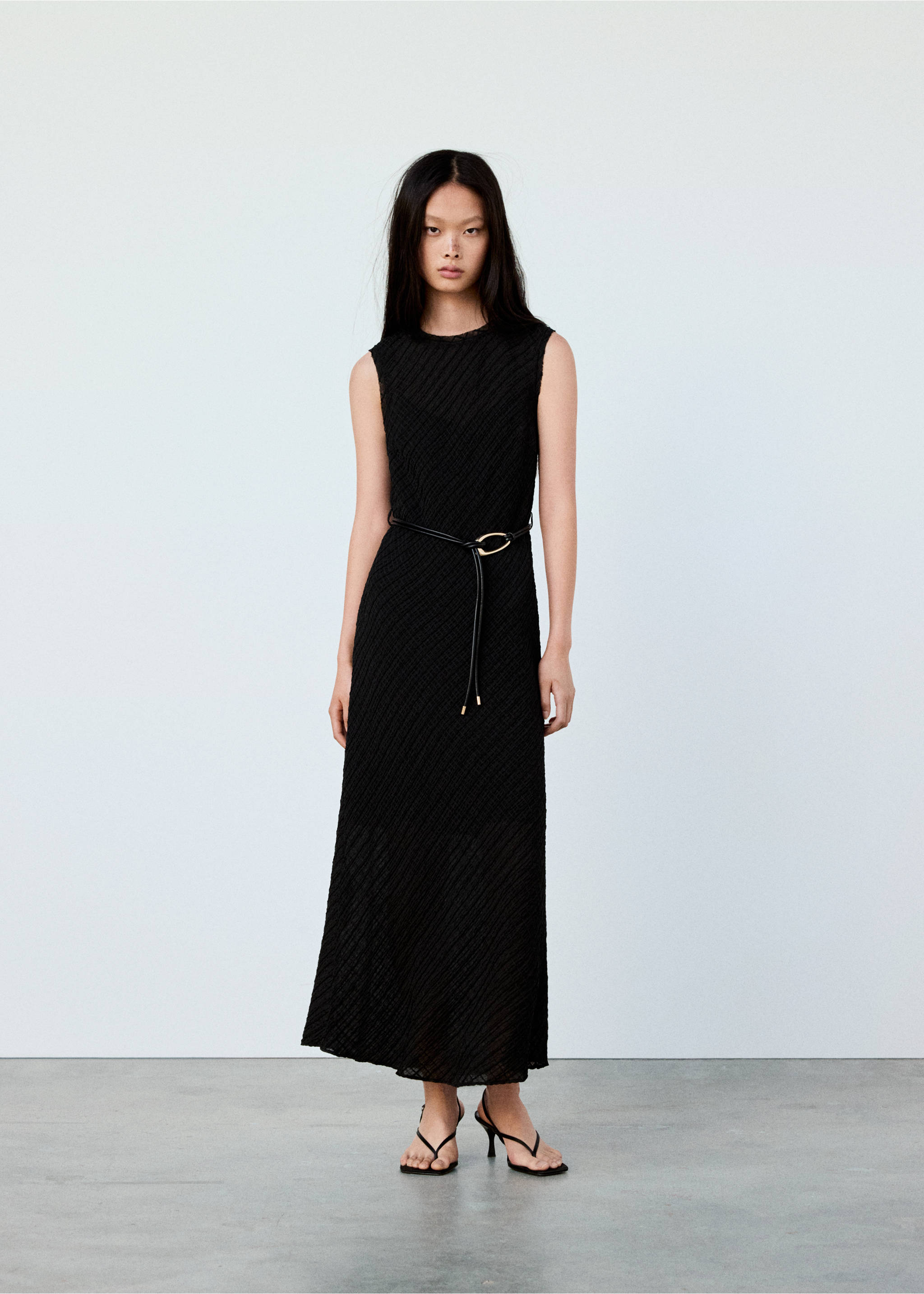 Ruched dress with belt - General plane, Brown. Ref: 37065989-00.
