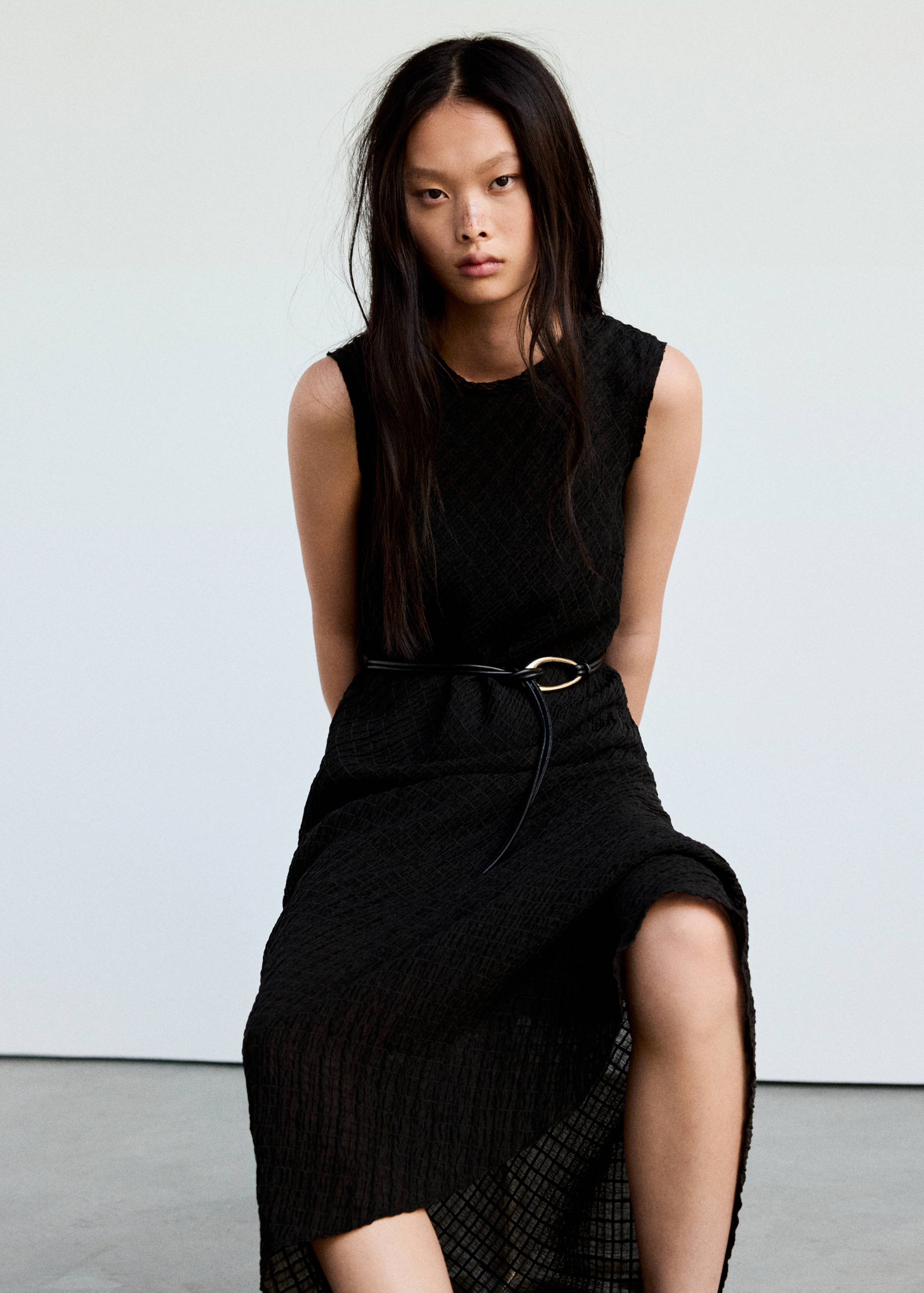 Ruched dress with belt - Medium plane