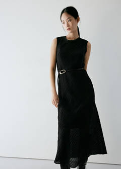 Ruched dress with belt — Brown 1