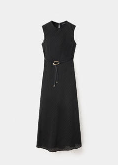 Ruched dress with belt — Brown 7