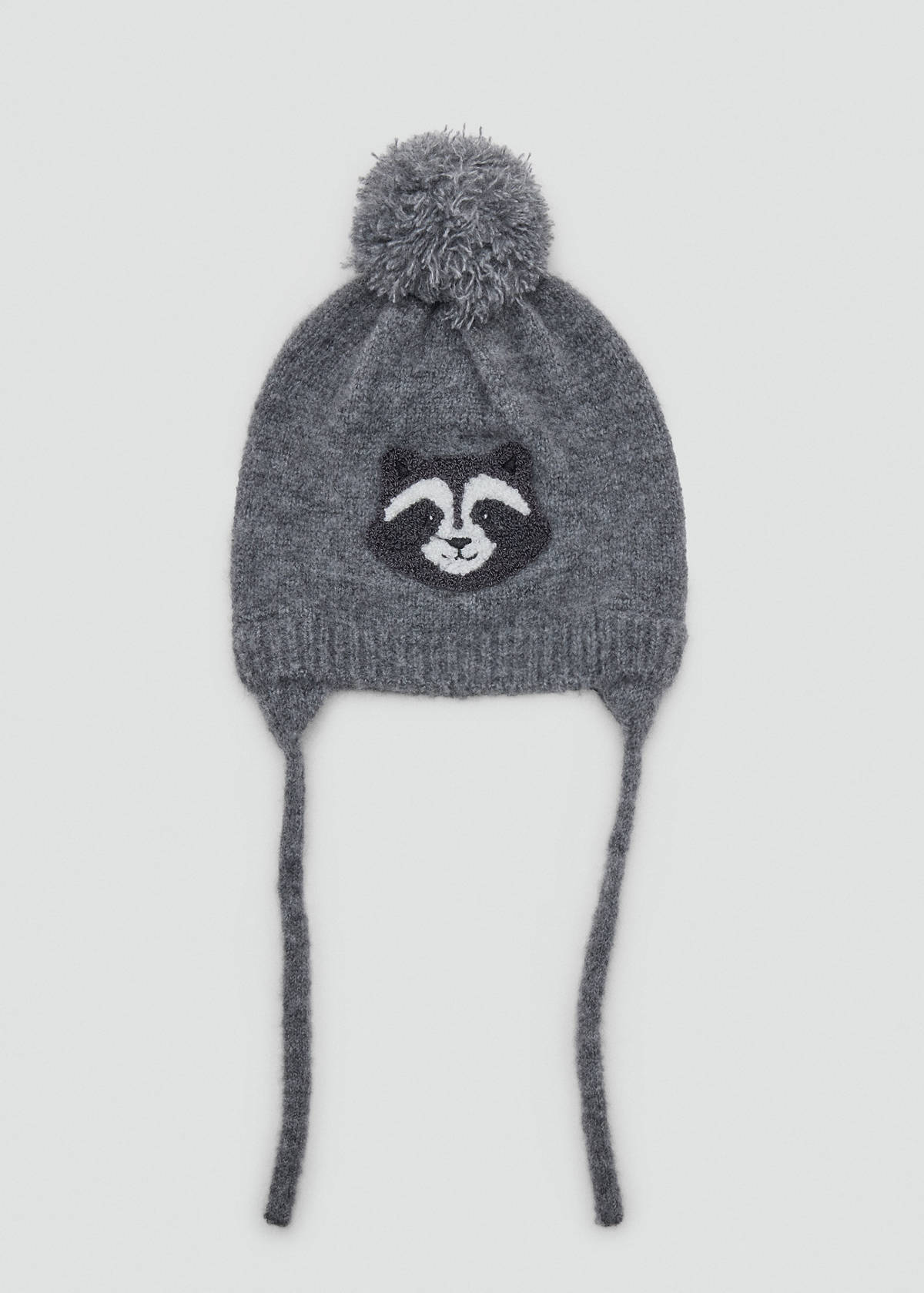 Raccoon knitted hat — Grey