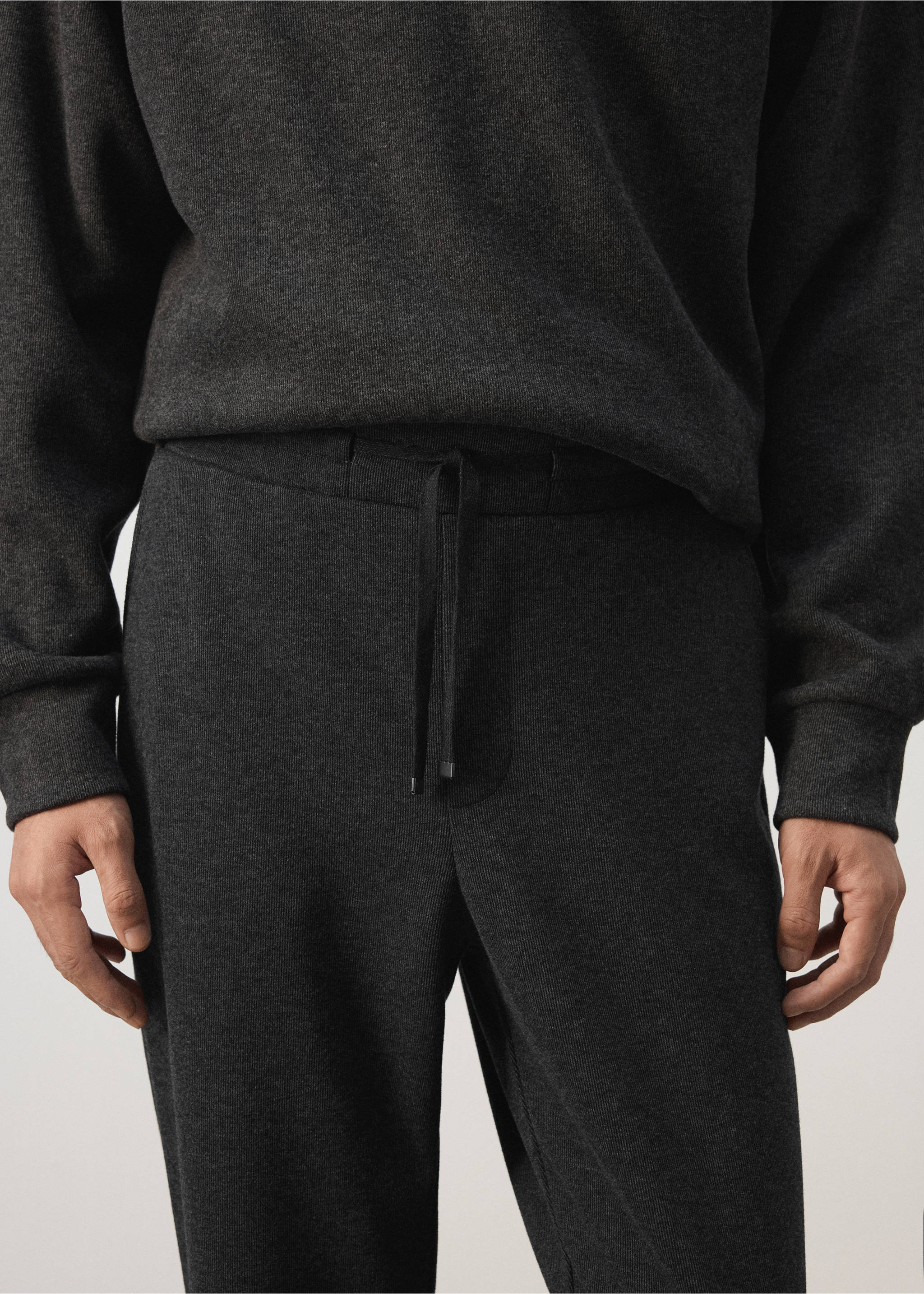 Dark grey joggers with an elasticated drawstring waistband., Dark Grey. Ref: 37065996-00.