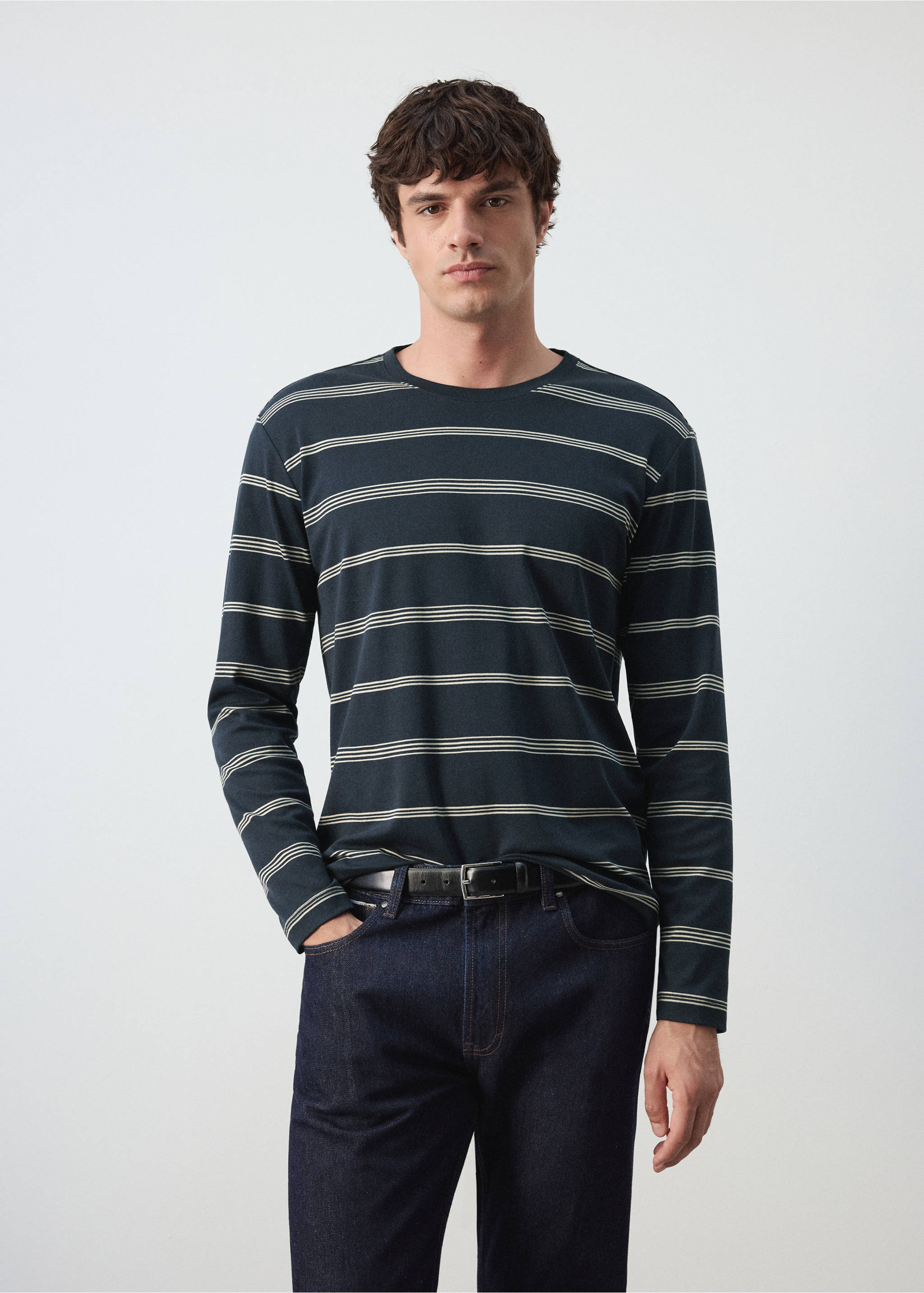 100% cotton striped t-shirt - Medium plane, Navy. Ref: 37065998-00.