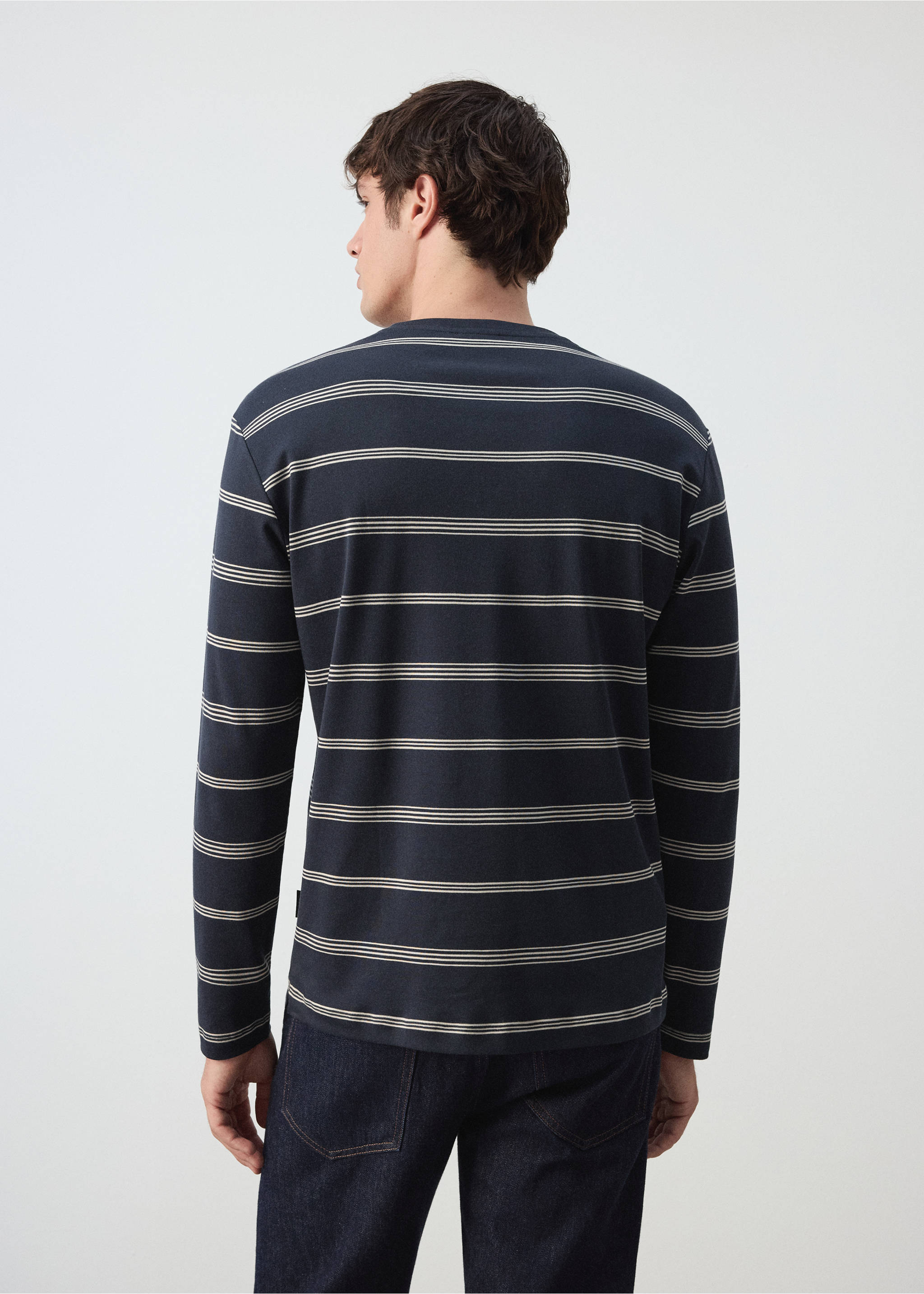 100% cotton striped t-shirt - Reverse of the article, Navy. Ref: 37065998-00.