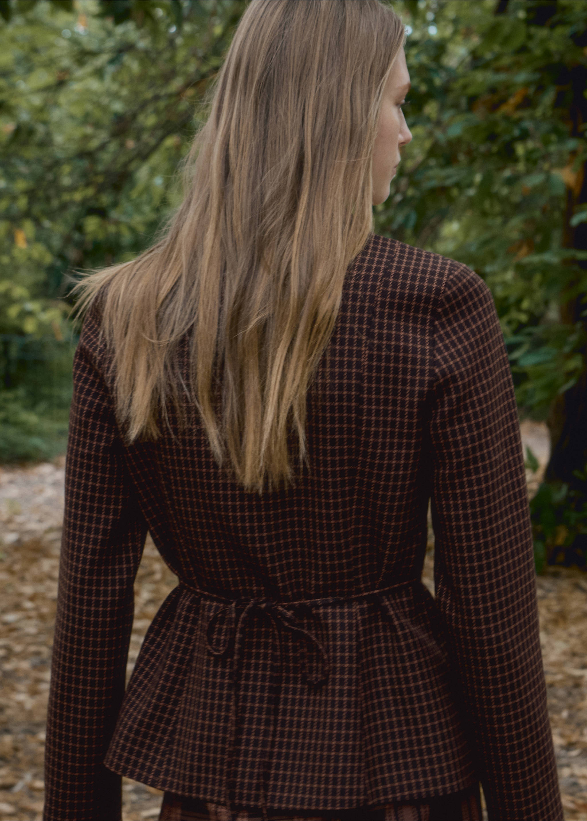 Fitted houndstooth shirt - Reverse of the article, Brown. Ref: 37066002-00.