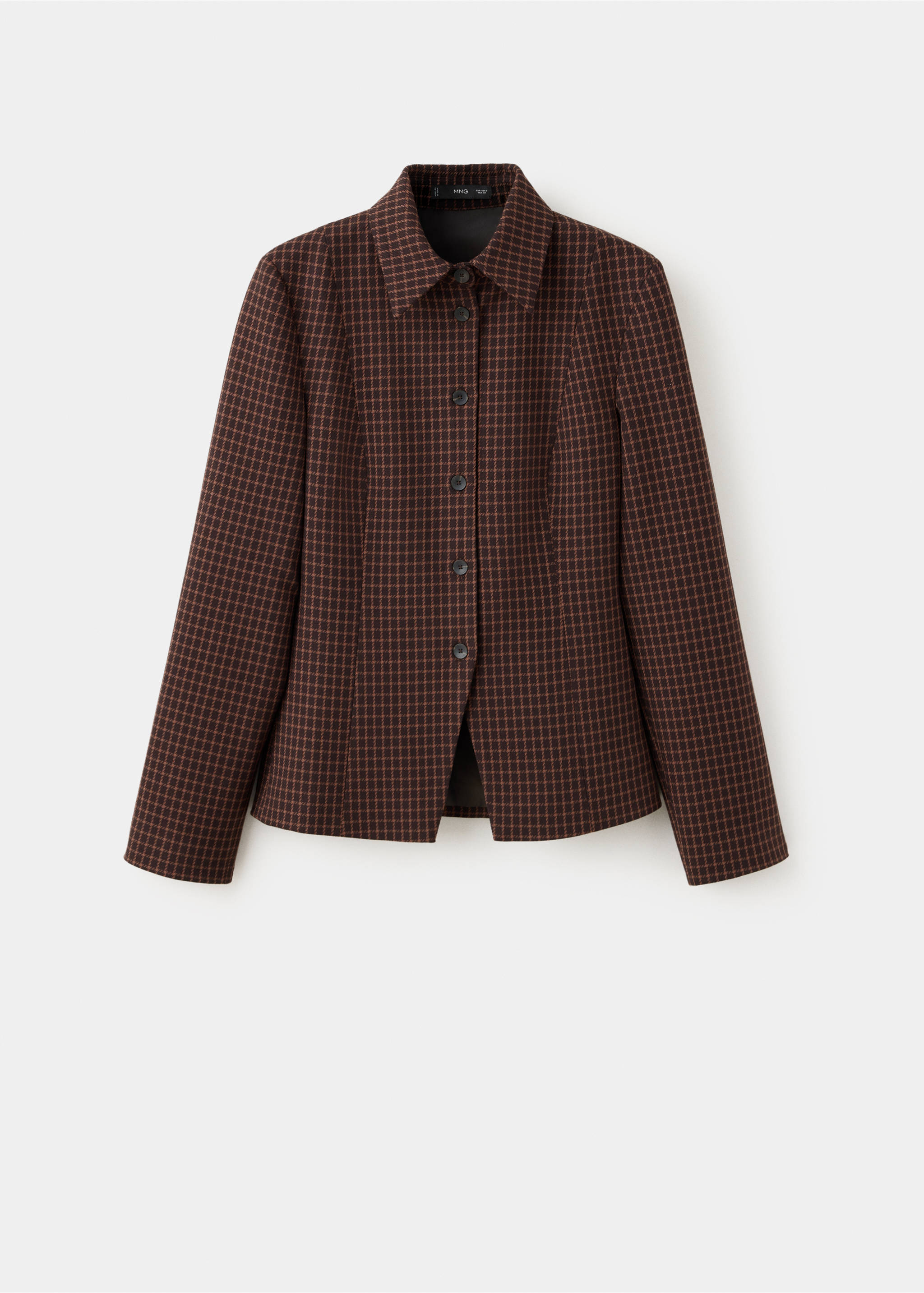 Fitted houndstooth shirt - Article without model, Brown. Ref: 37066002-00.
