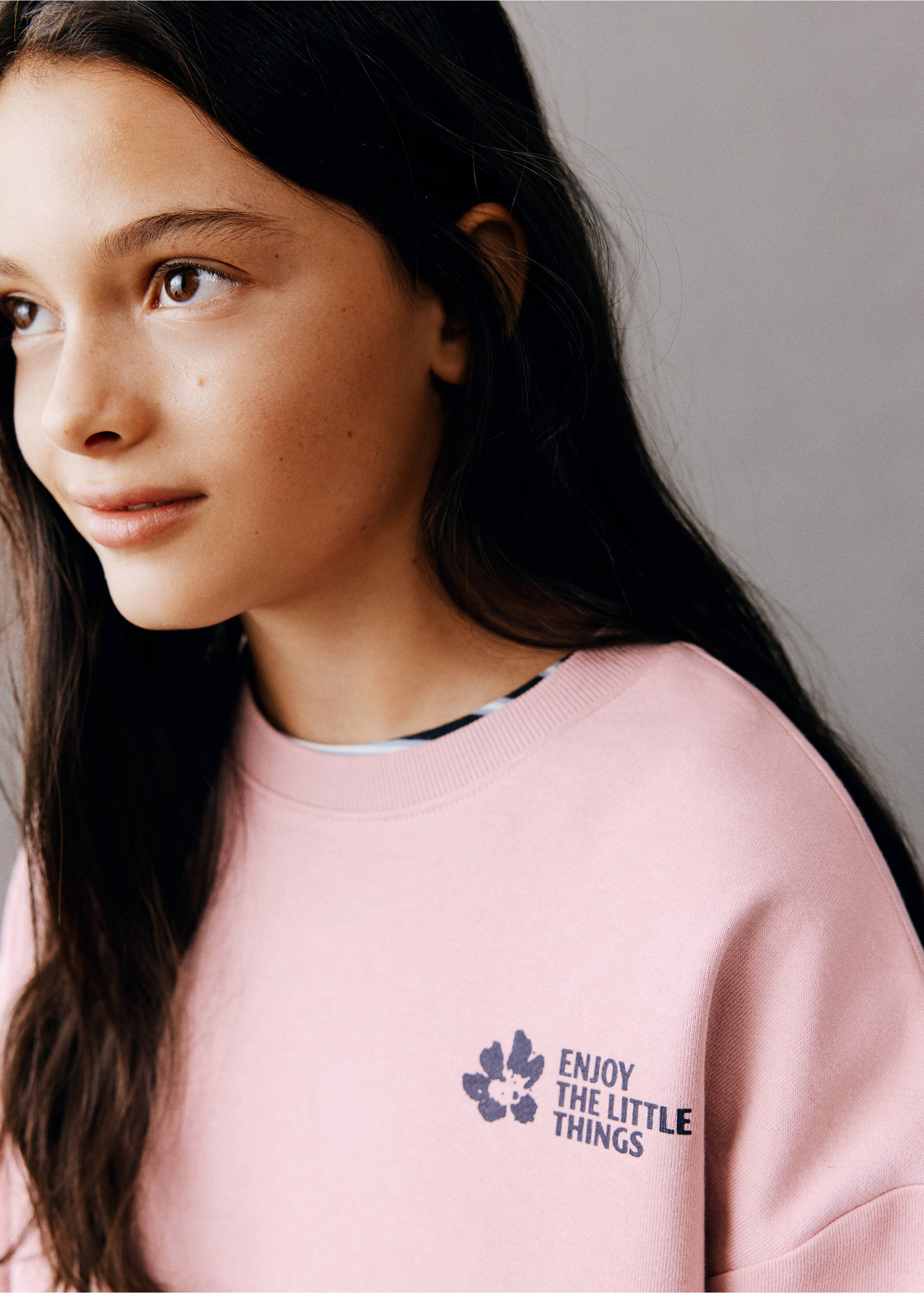 Printed sweatshirt 100% cotton - Details of the article 1, Pink. Ref: 37066003-00.