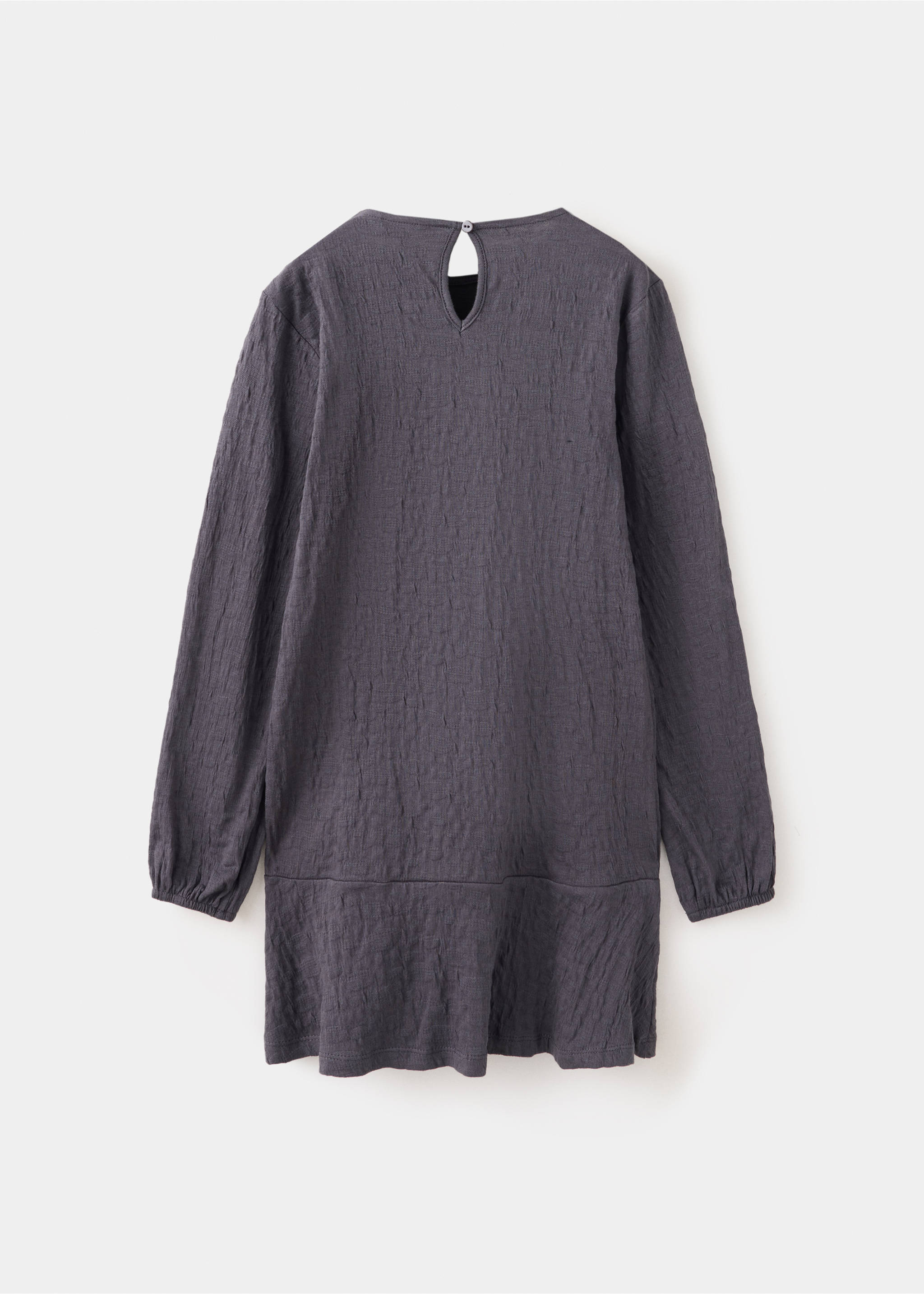 Textured ruched side dress - Reverse of the article, Charcoal. Ref: 37066007-00.
