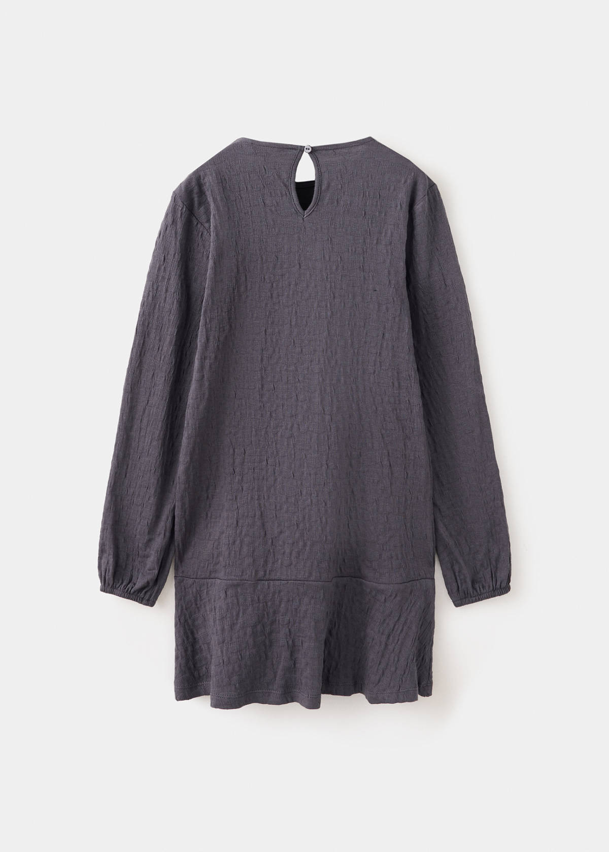 Textured ruched side dress — Charcoal