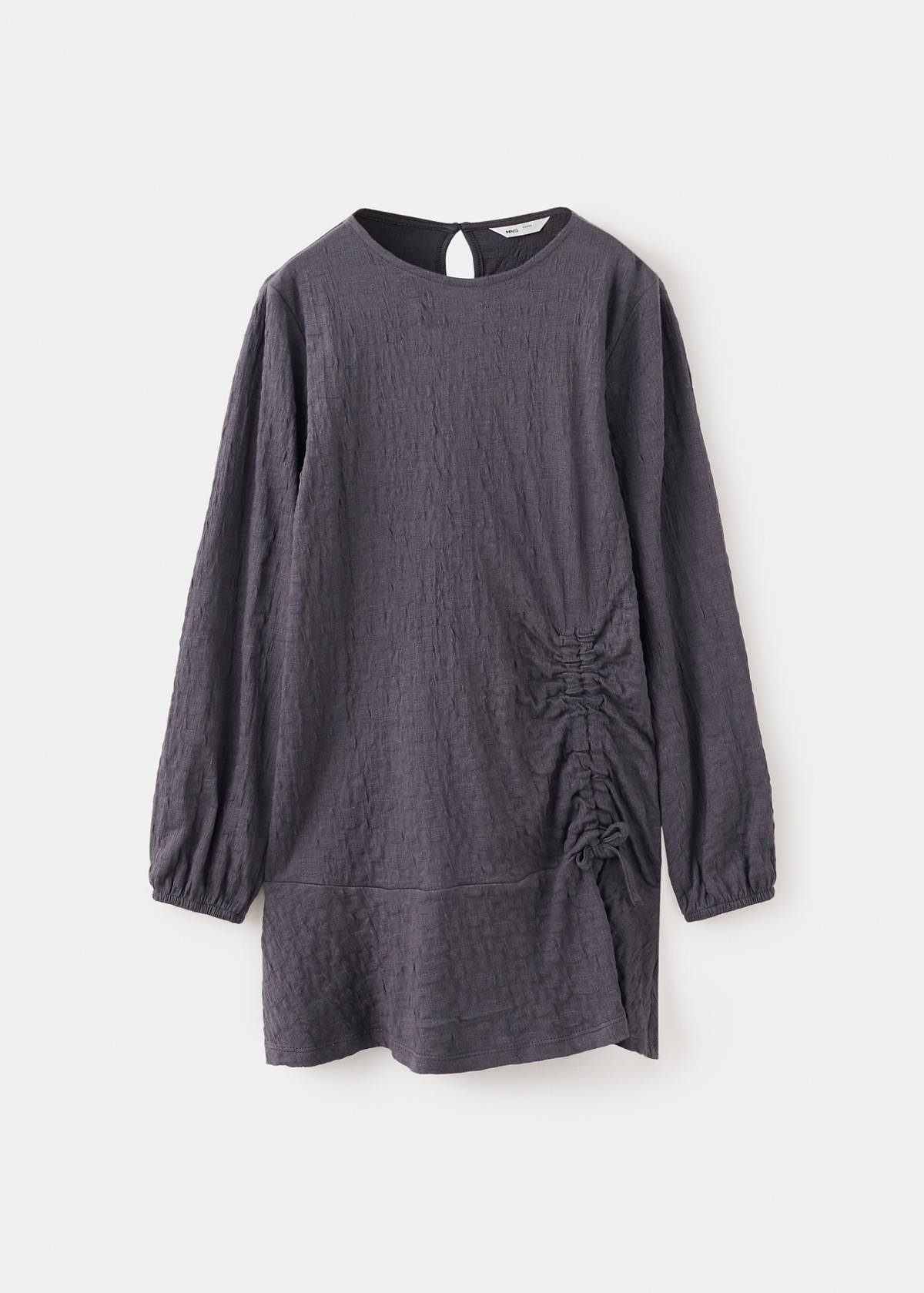 Textured ruched side dress — Charcoal