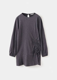 Textured ruched side dress — Charcoal 1