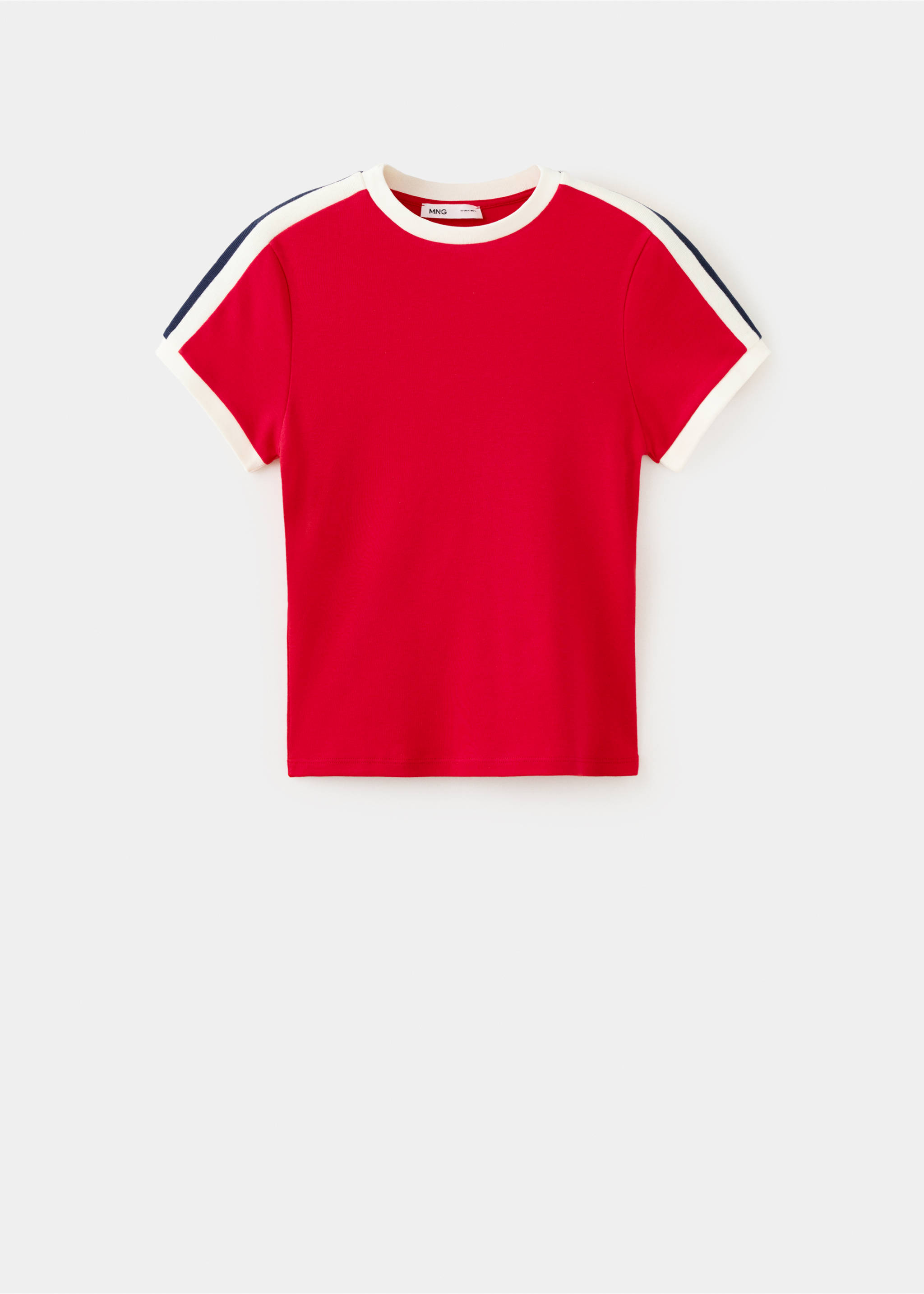T-shirt détails contrastants - Article sans modèle, Rouge. Ref: 37066010-00.