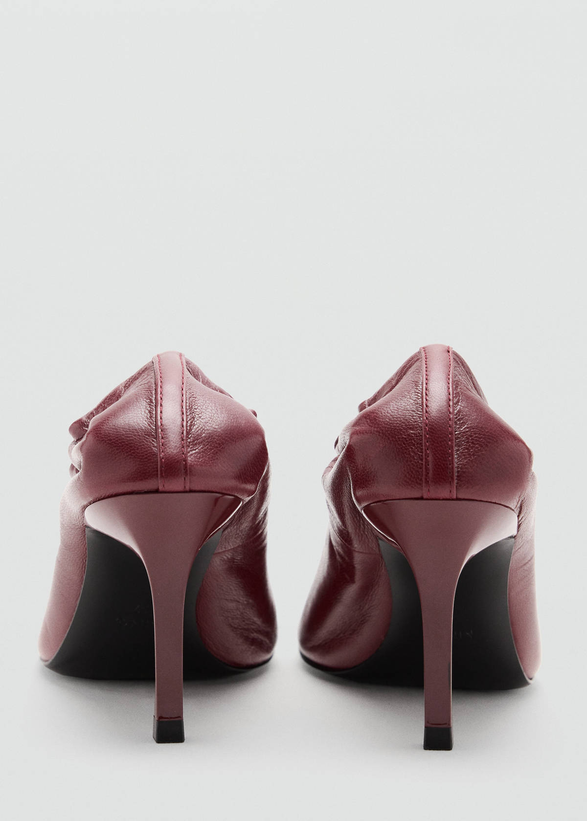 Round-toe leather high-heeled shoes — Burgundy