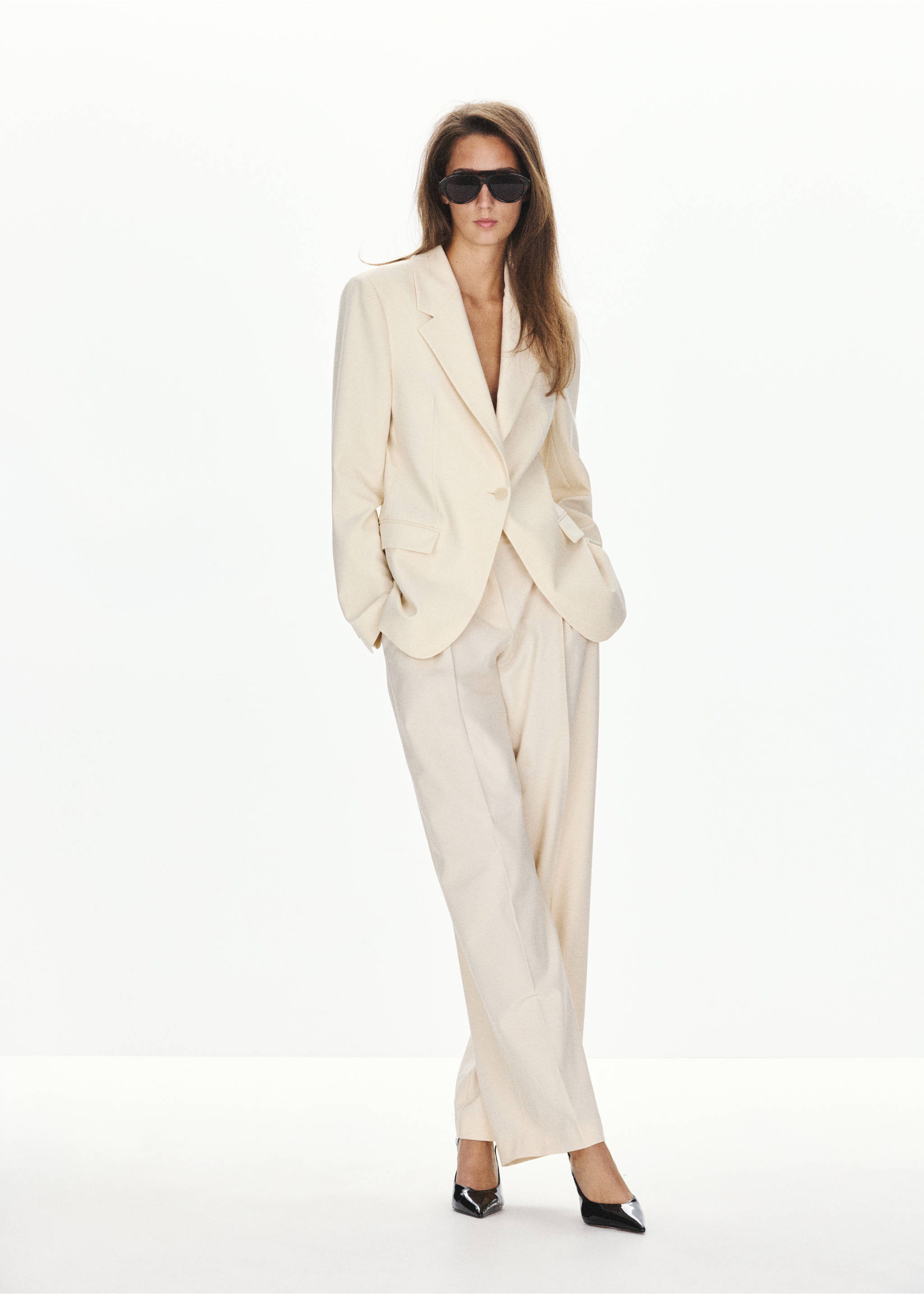Belt suit blazer - General plane, Ecru. Ref: 37066013-01.