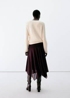 Skirt with gathers and an asymmetrical hemline — Burgundy 3