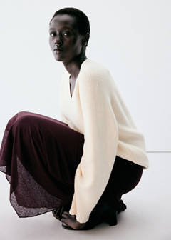 Skirt with gathers and an asymmetrical hemline — Burgundy 4