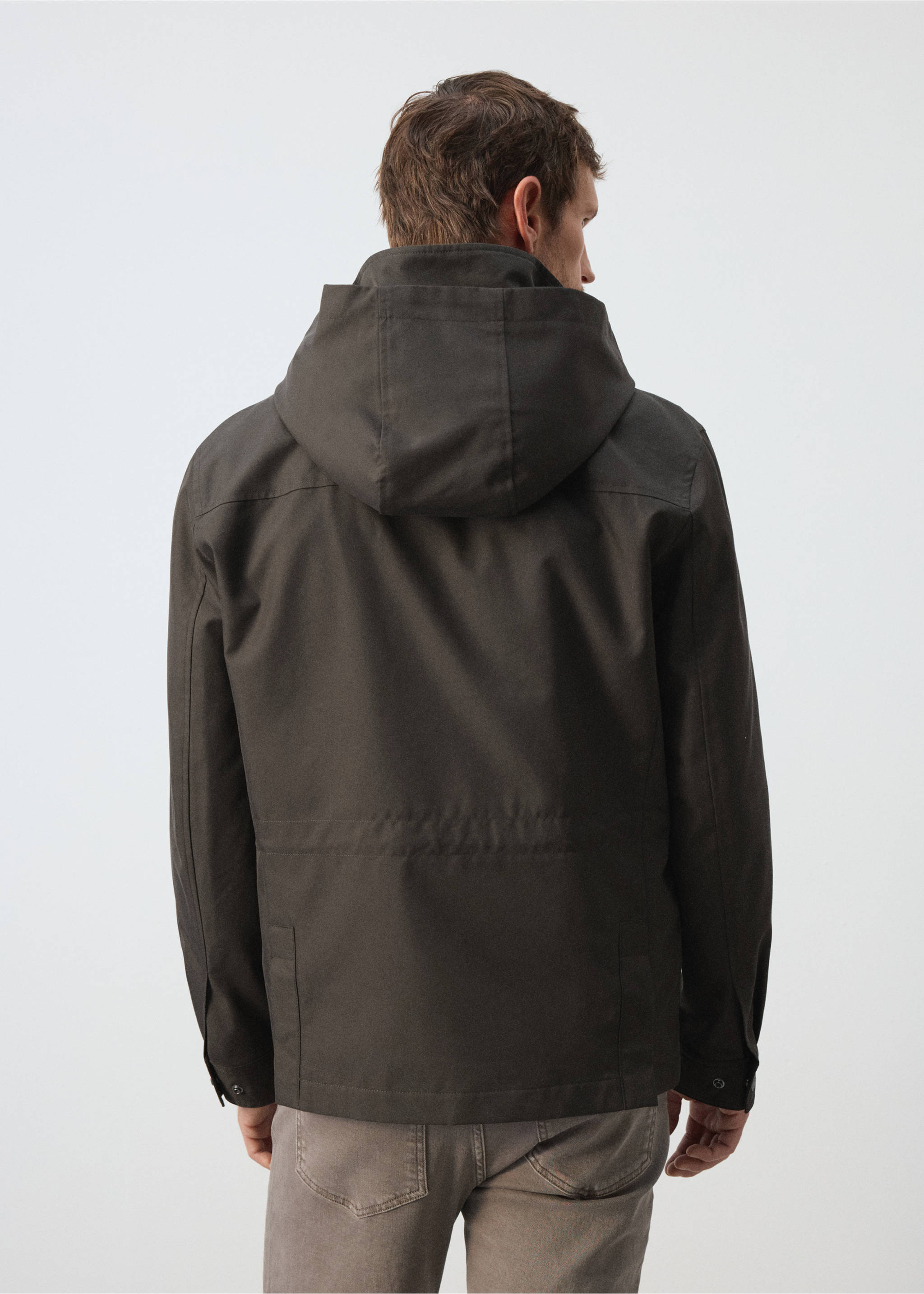 Parka mezcla algodón capucha - Reverso del artículo, Marrón. Ref: 37066320-00.