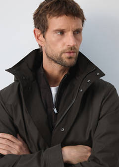 Cotton-blend parka with detachable hood — Brown 4