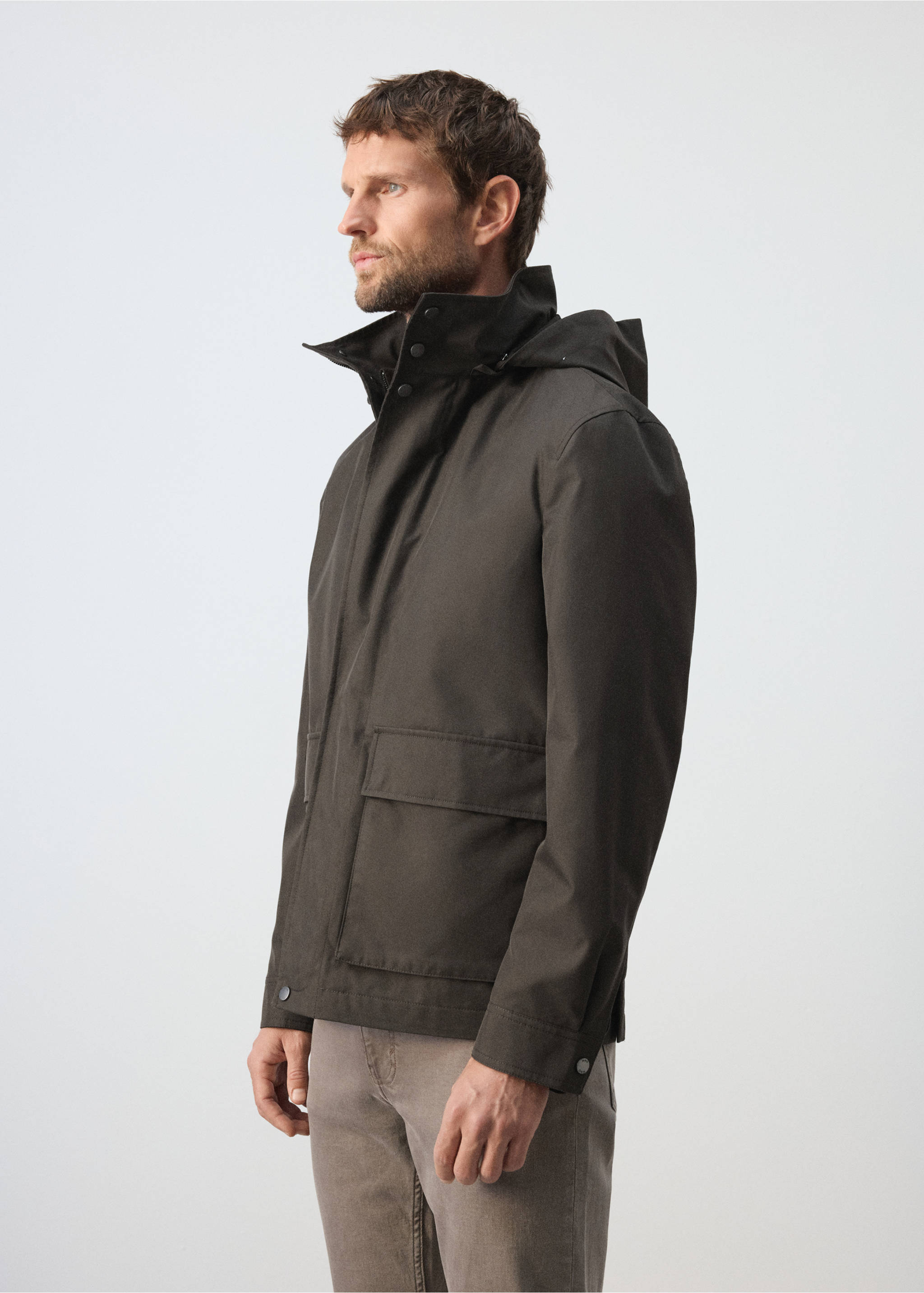 Parka mezcla algodón capucha - Detalle del artículo 2, Marrón. Ref: 37066320-00.