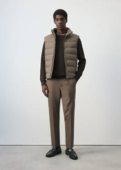 Water-repellent padded gilet, 80% down — Medium Brown 2