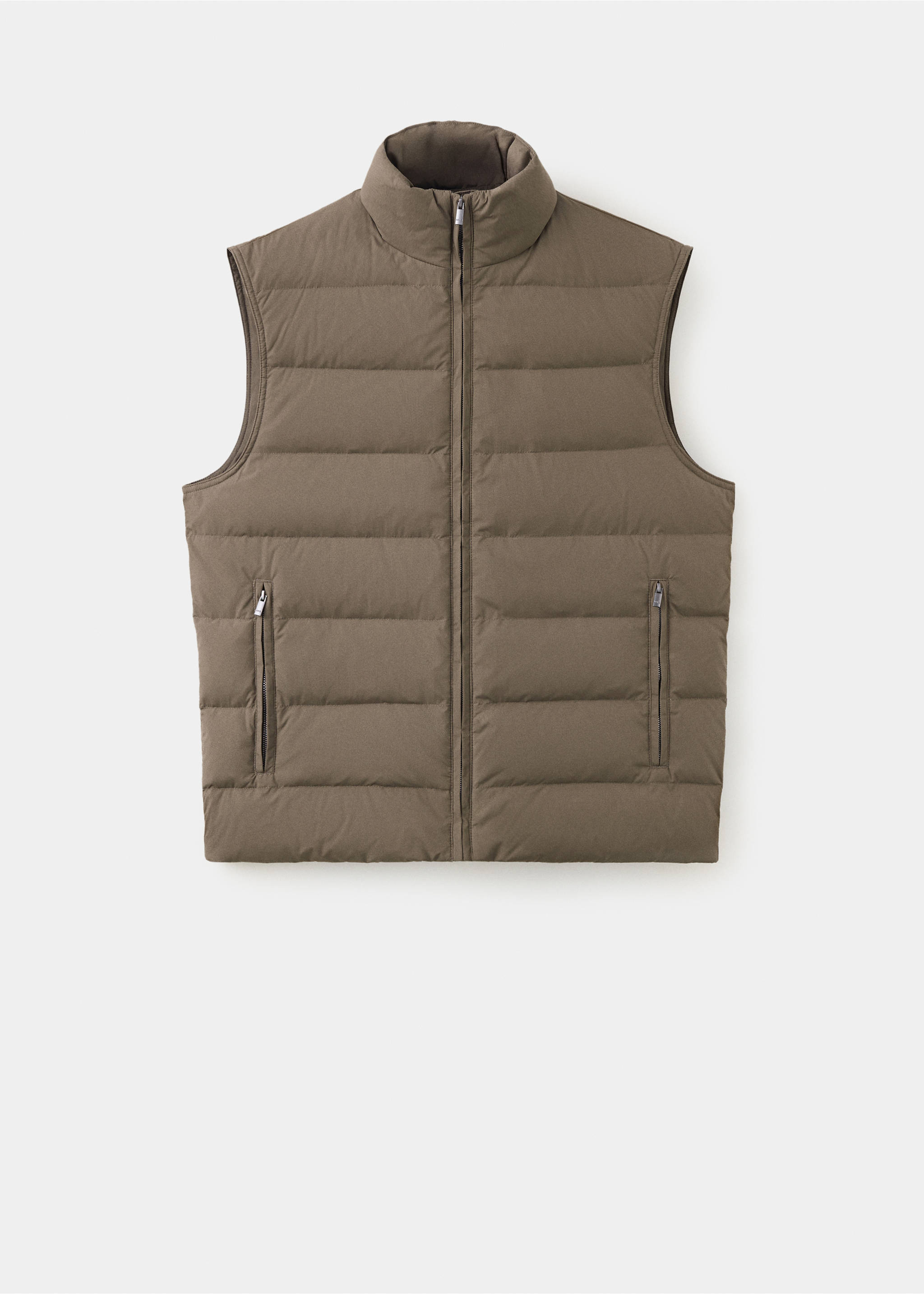 Water-repellent down quilted vest - Article without model, Medium Brown. Ref: 37066321-00.