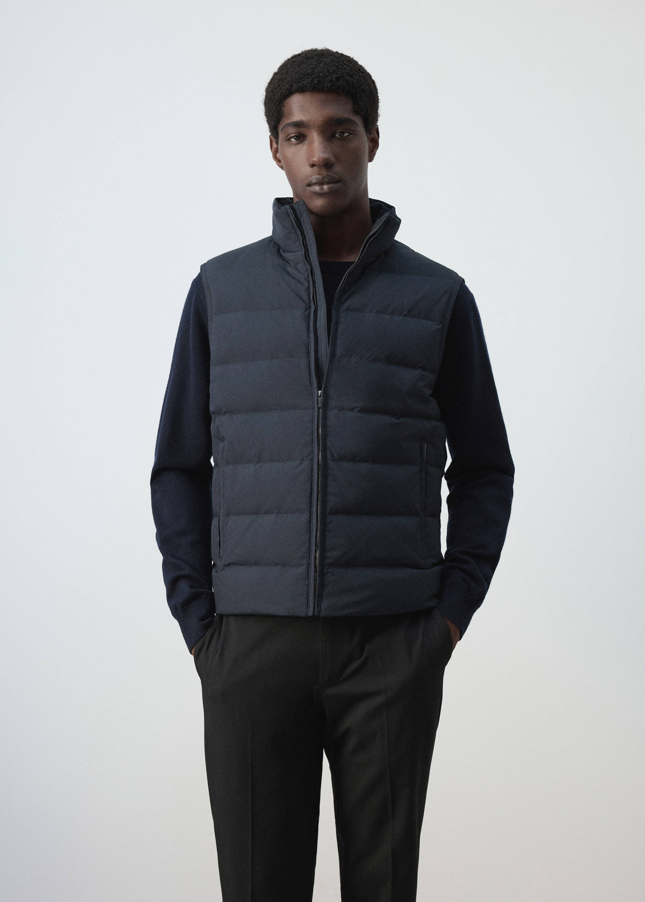 Water-repellent down quilted vest - Medium plane