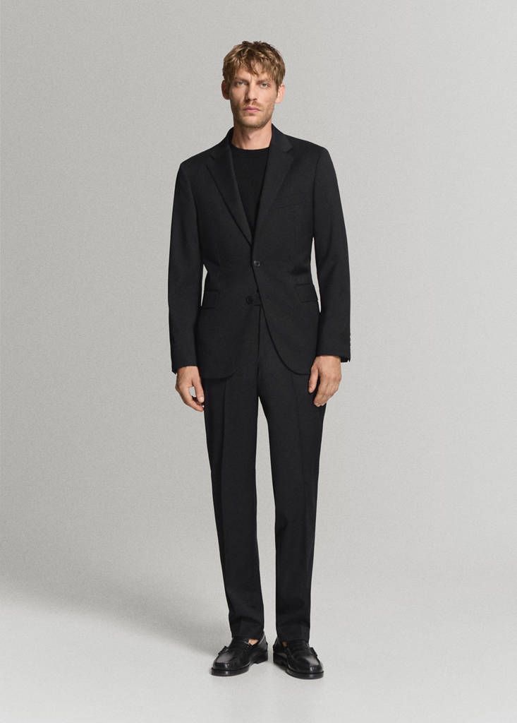 Turin 100% wool suit trousers — Black