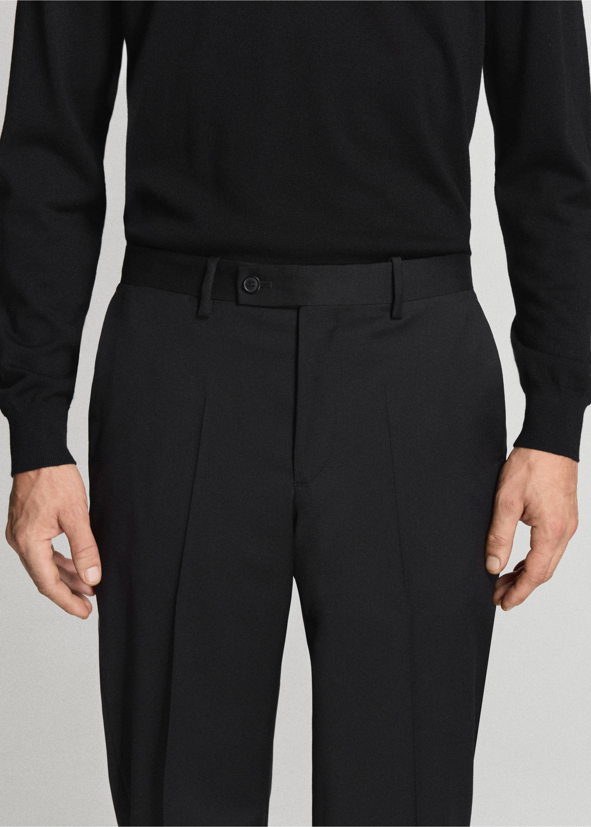 Turin 100% wool suit trousers - Details of the article 1, Black. Ref: 37066322-00.