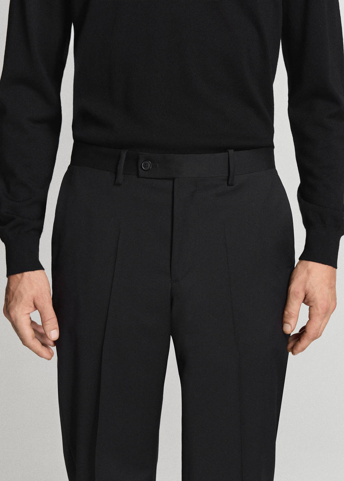 Turin suit trousers, 100% virgin wool, slim fit — Black