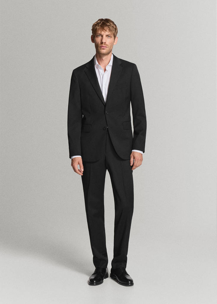 Turin 100% wool suit trousers — Black