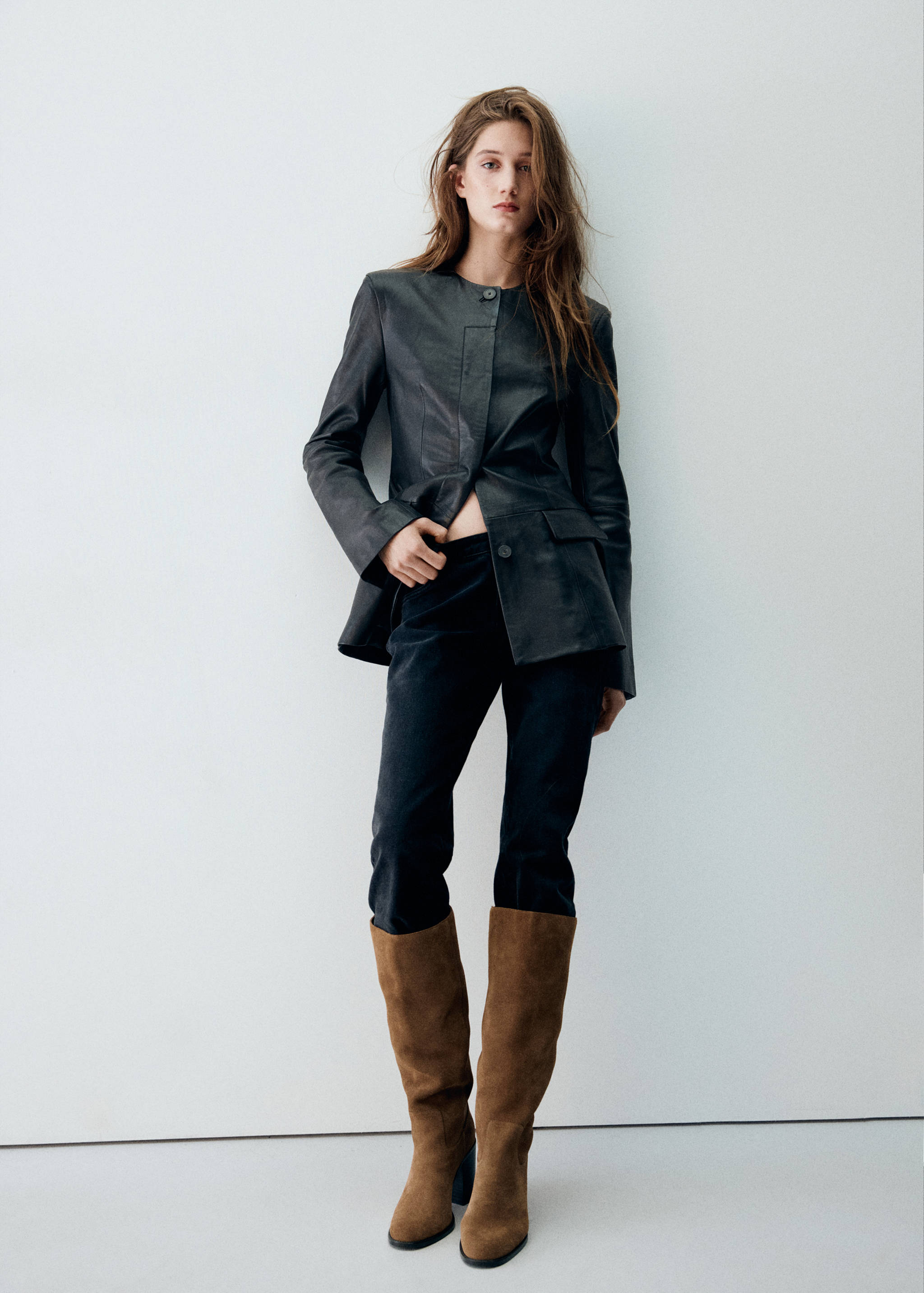 Suede ankle boot with heel - General plane