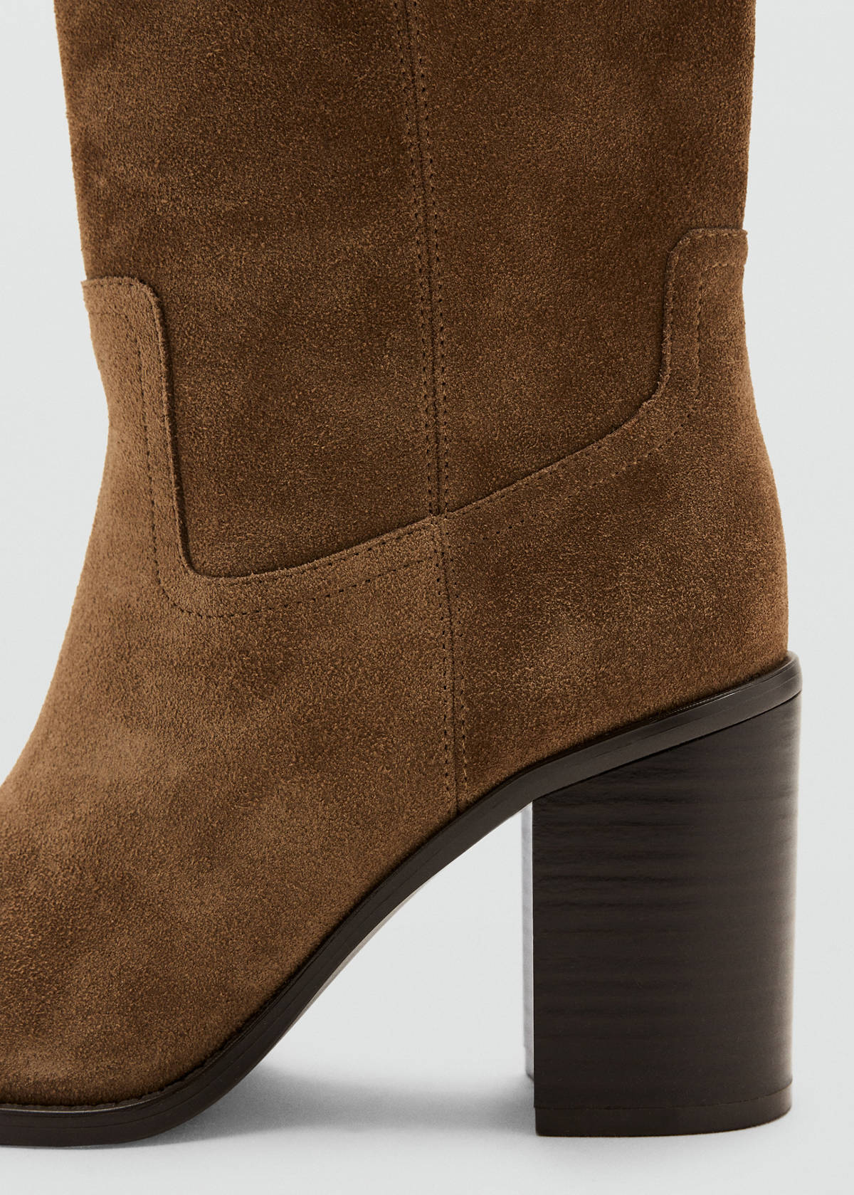 Suede ankle boot with heel — Tobacco Brown
