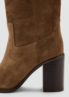 Suede ankle boot with heel — Tobacco Brown 5
