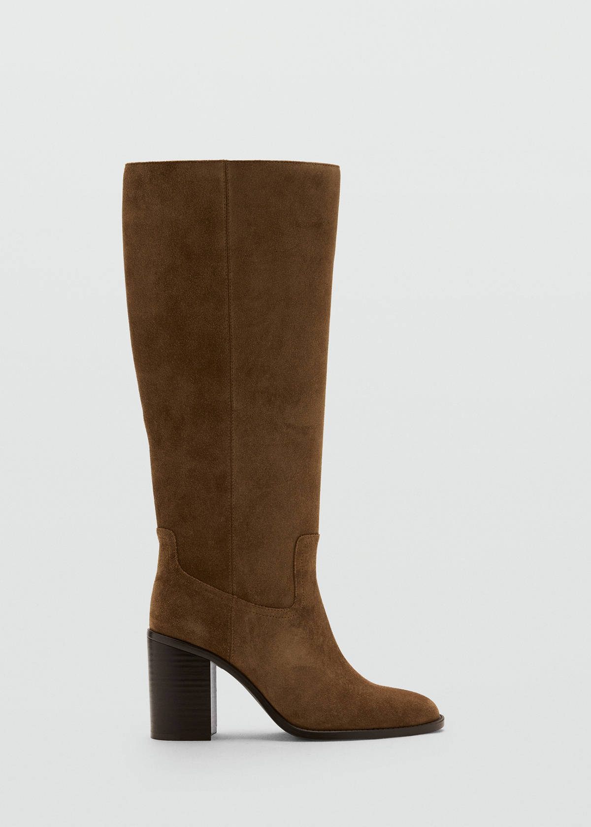 Suede ankle boot with heel — Tobacco Brown