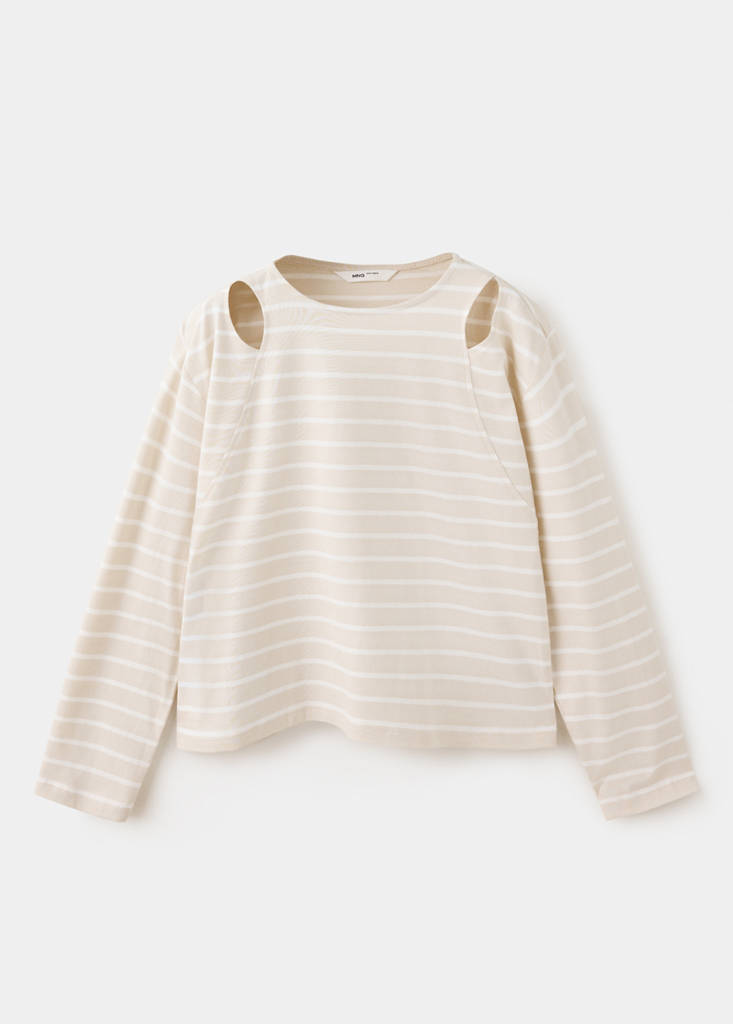 Striped cut-out T-shirt — Sand