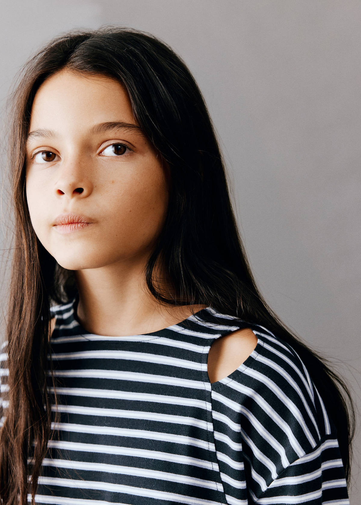Striped cut-out T-shirt — Navy
