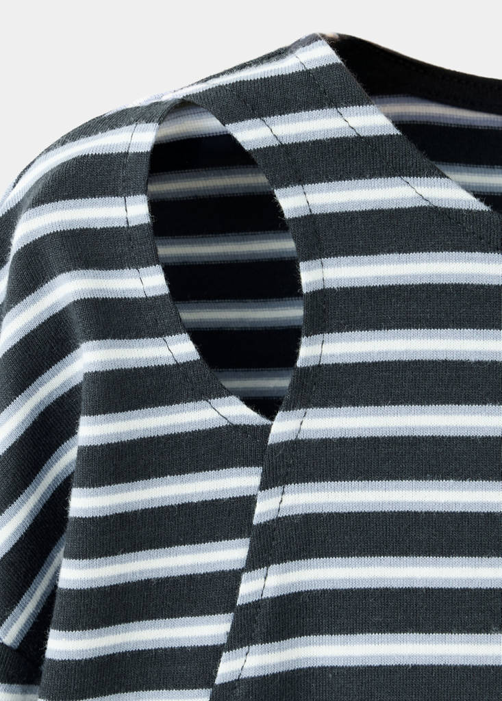 Striped cut-out T-shirt — Navy