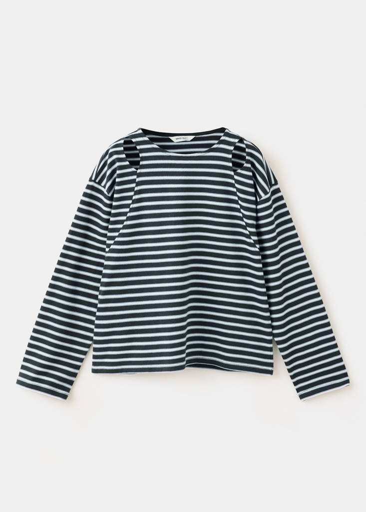 Striped cut-out T-shirt — Navy
