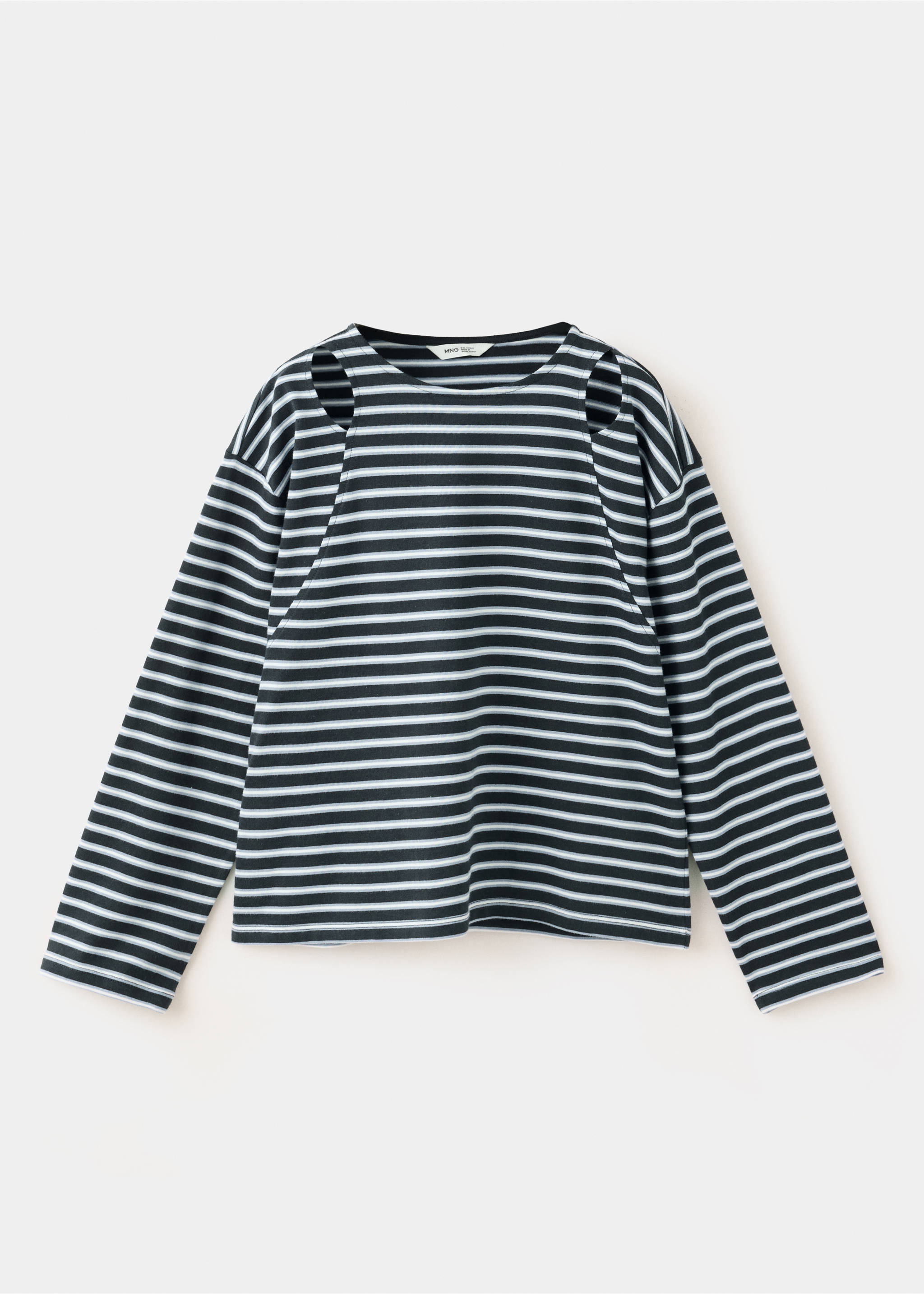 Cut-out striped T-shirt - Zboží bez modelu, Námořnická modrá. Ref: 37066331-00.