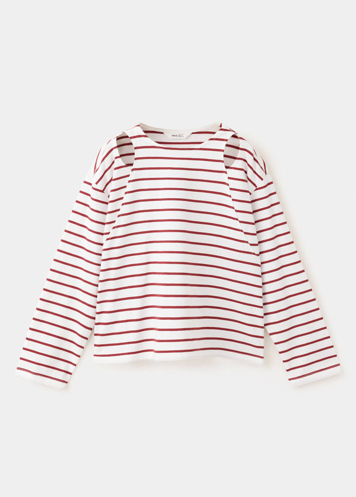 Striped cut-out T-shirt — Red