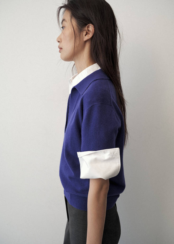 Polo collar wool sweater — Purple