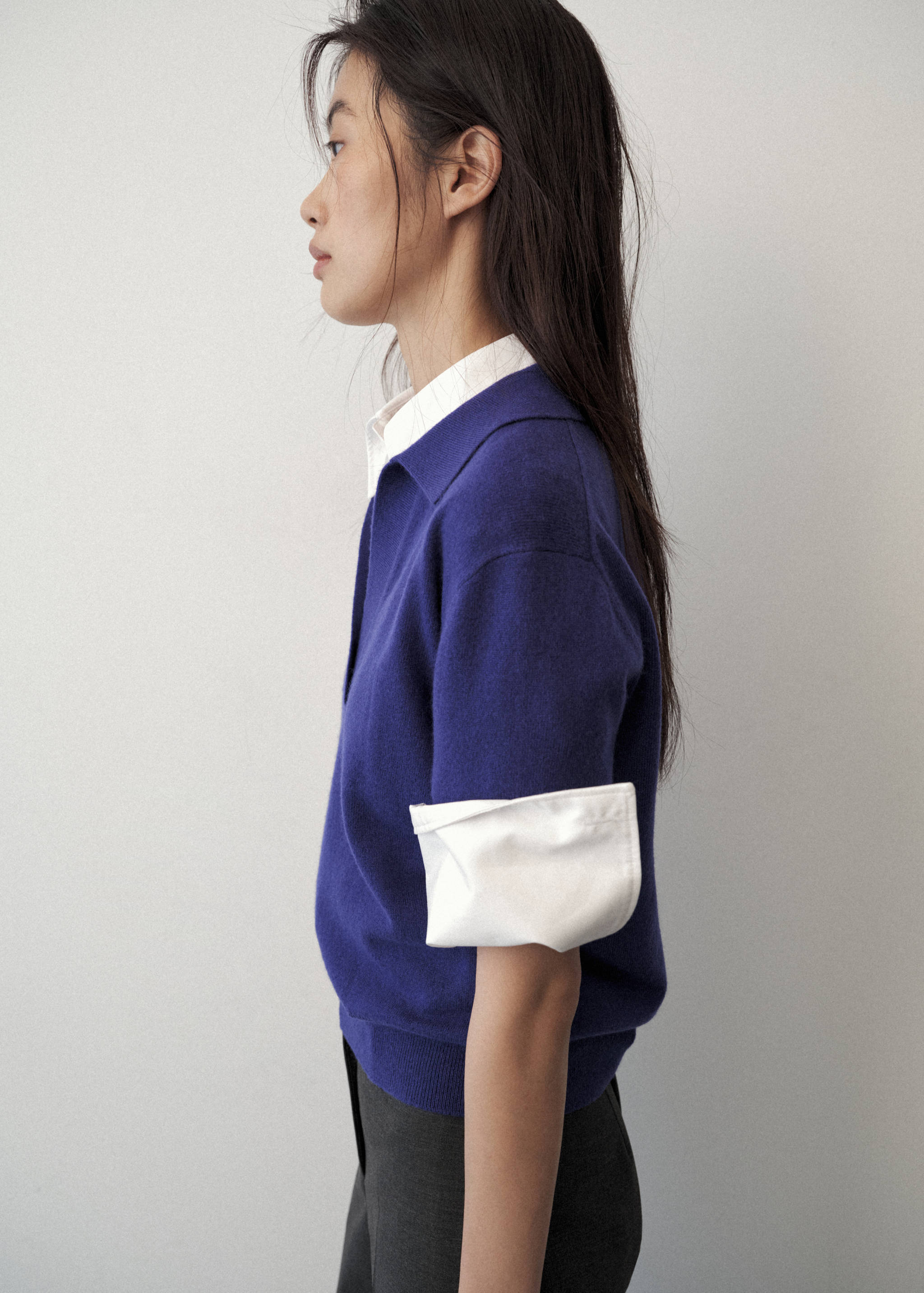 Polo collar wool sweater - Medium plane