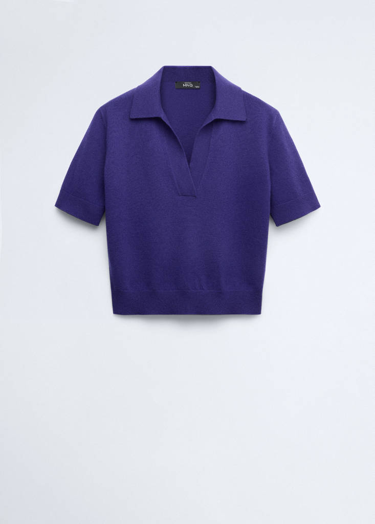 Polo collar wool sweater — Purple