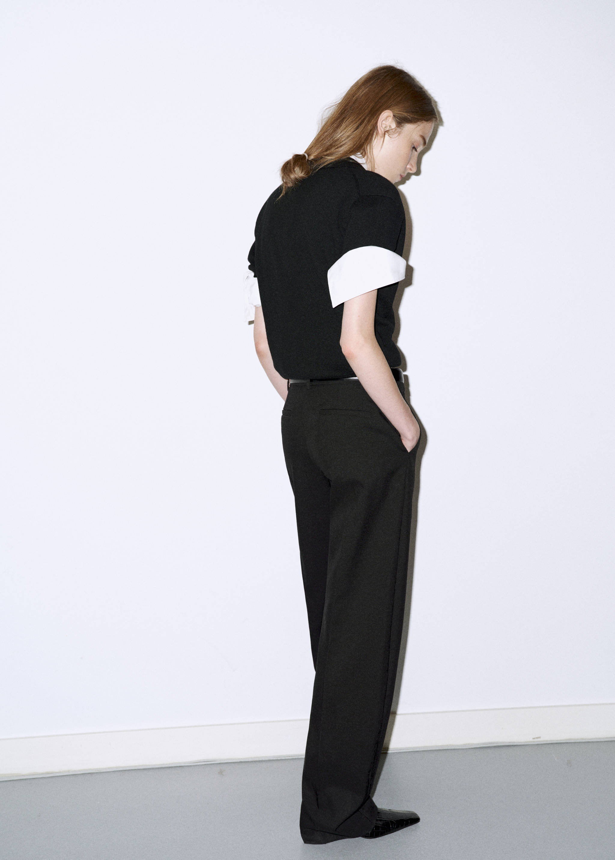 Polo collar wool sweater - Reverse of the article