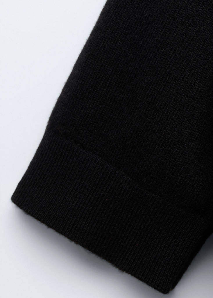Polo collar wool sweater — Black