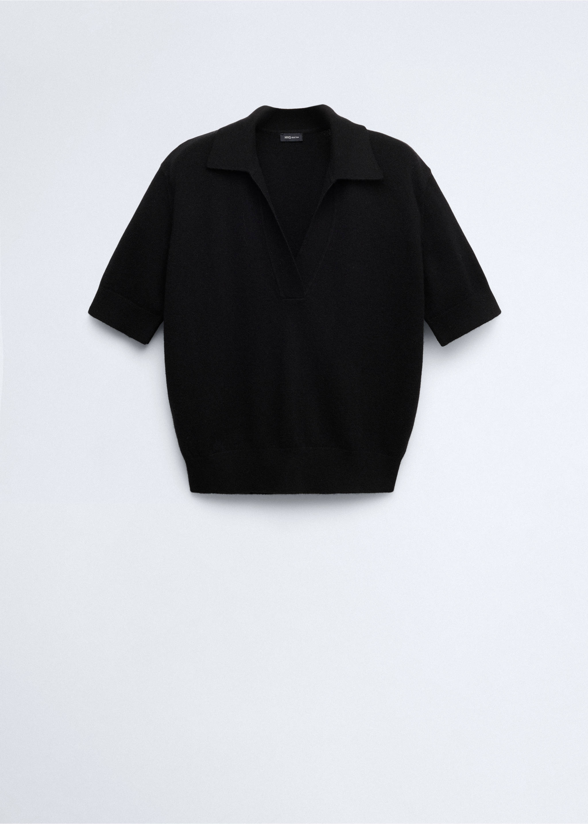 Polo collar wool sweater - Article without model, Black. Ref: 37066335-00.