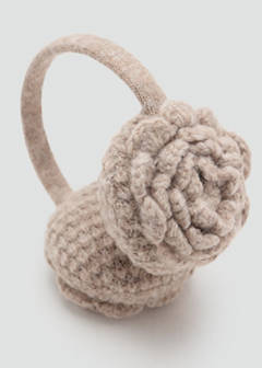 Flower Knit Earmuffs — Sand 2