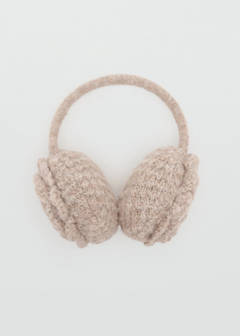 Flower Knit Earmuffs — Sand 1